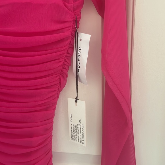 Babaton Hot Pink/Fuschia Mesh Bodycon Mini Dress - Picture 3 of 5